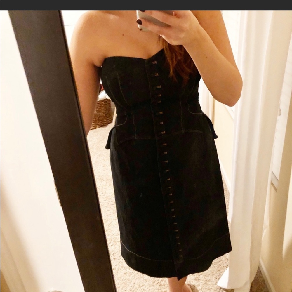 Byron Lars strapless denim dress buttondown size 8
